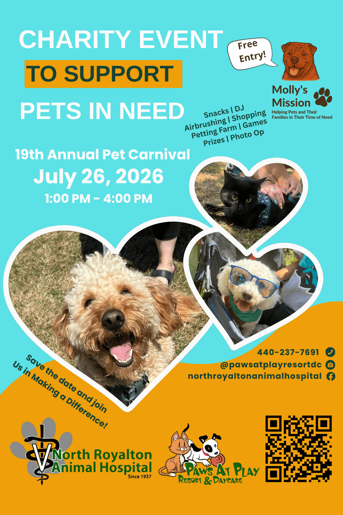 North Royalton Animal Hospital Charity Event to Support Pets in Need 19th Annual Pet Carnival July 26, 2026 1:00 PM - 4:00 PM